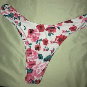 White, pink & red flower patterned bikini bottoms